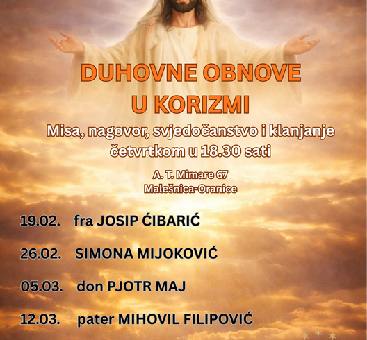 Korizmene duhovne obnove u Župi Malešnica-Oranice